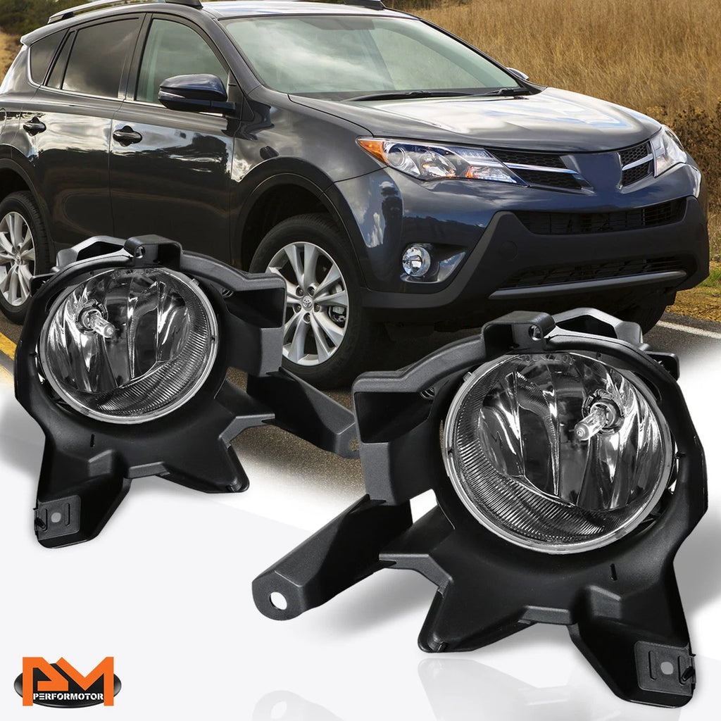 Clear Lens Front Bumper Fog Lights + Switch for Toyota RAV4 (2013–2016)