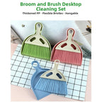 Set of 2 Compact Desktop Broom Dustpan for Home Office Use