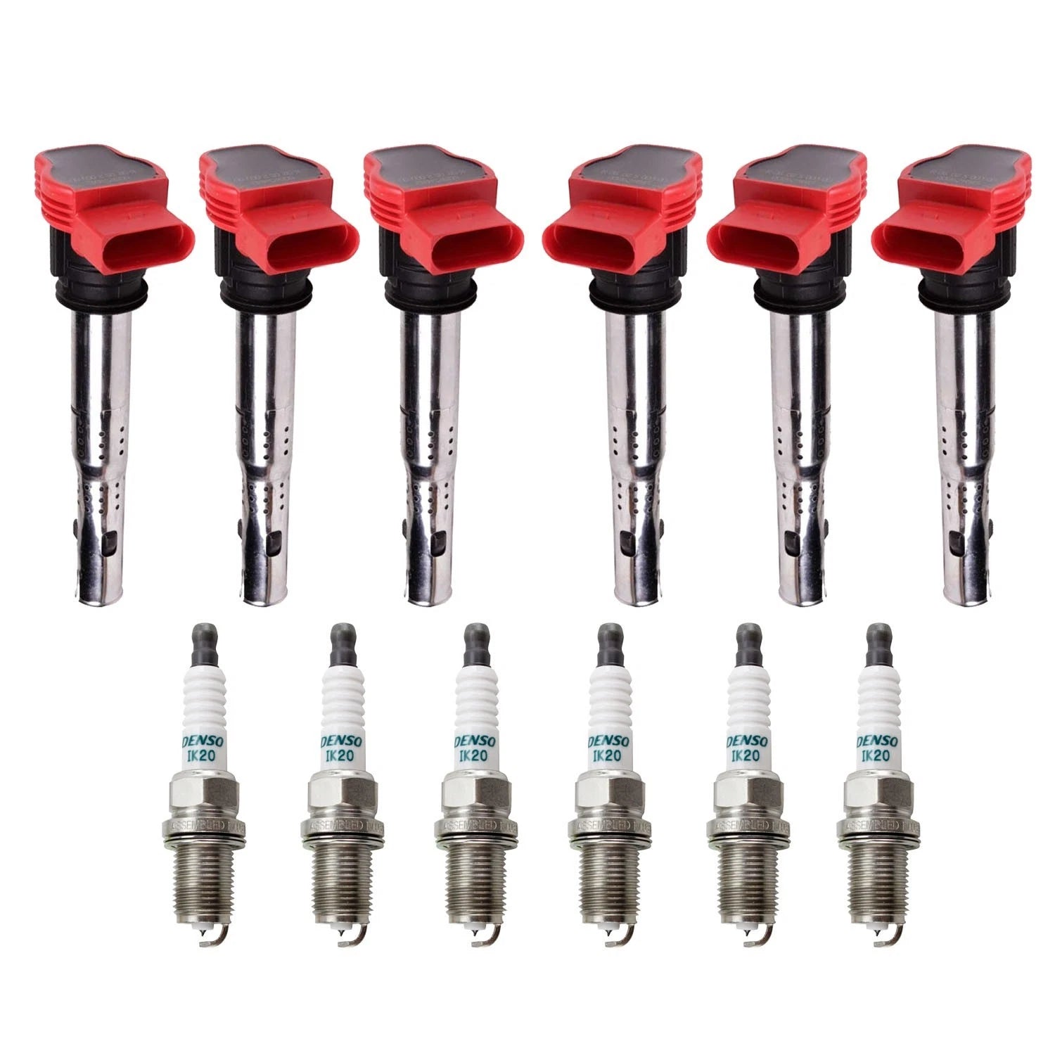 Set of 6 Ignition Coils & Denso Iridium Spark Plugs for Audi Q5 S5 (2009–2017)