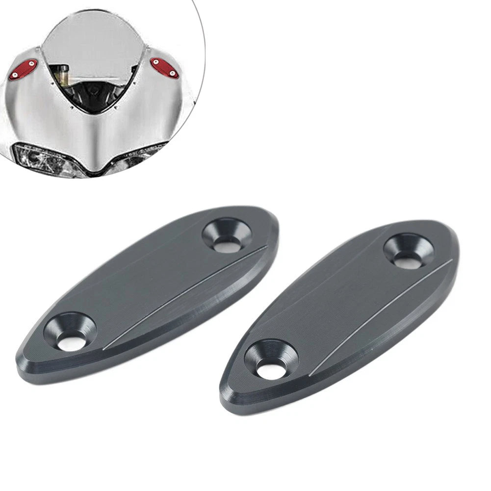 Set of 2 Motorcycle Mirror Block Off Base Plates for Kawasaki ZX6R (2009–2012)
