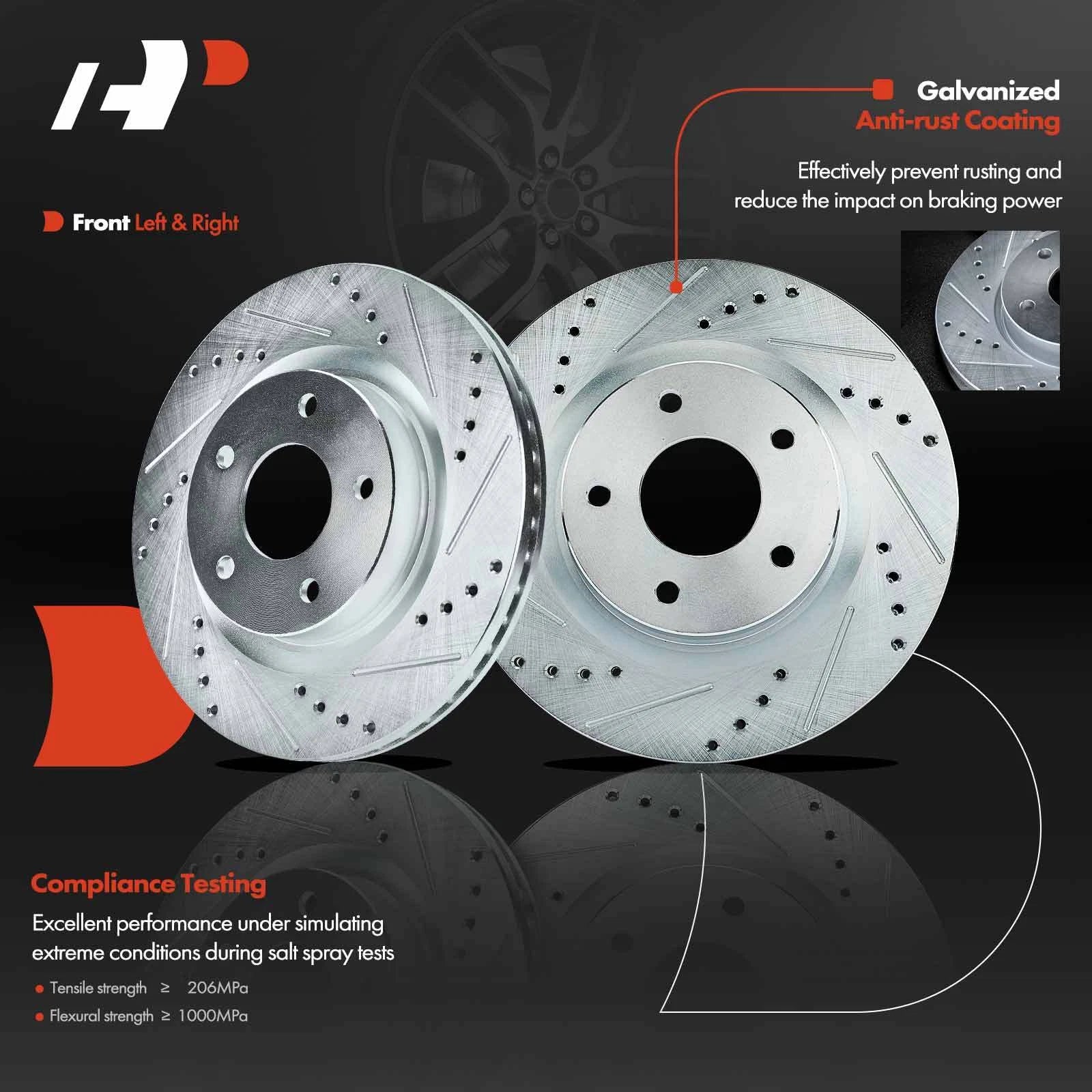 Front Drilled Brake Rotors & Ceramic Pads for Nissan Altima (2007–2013)