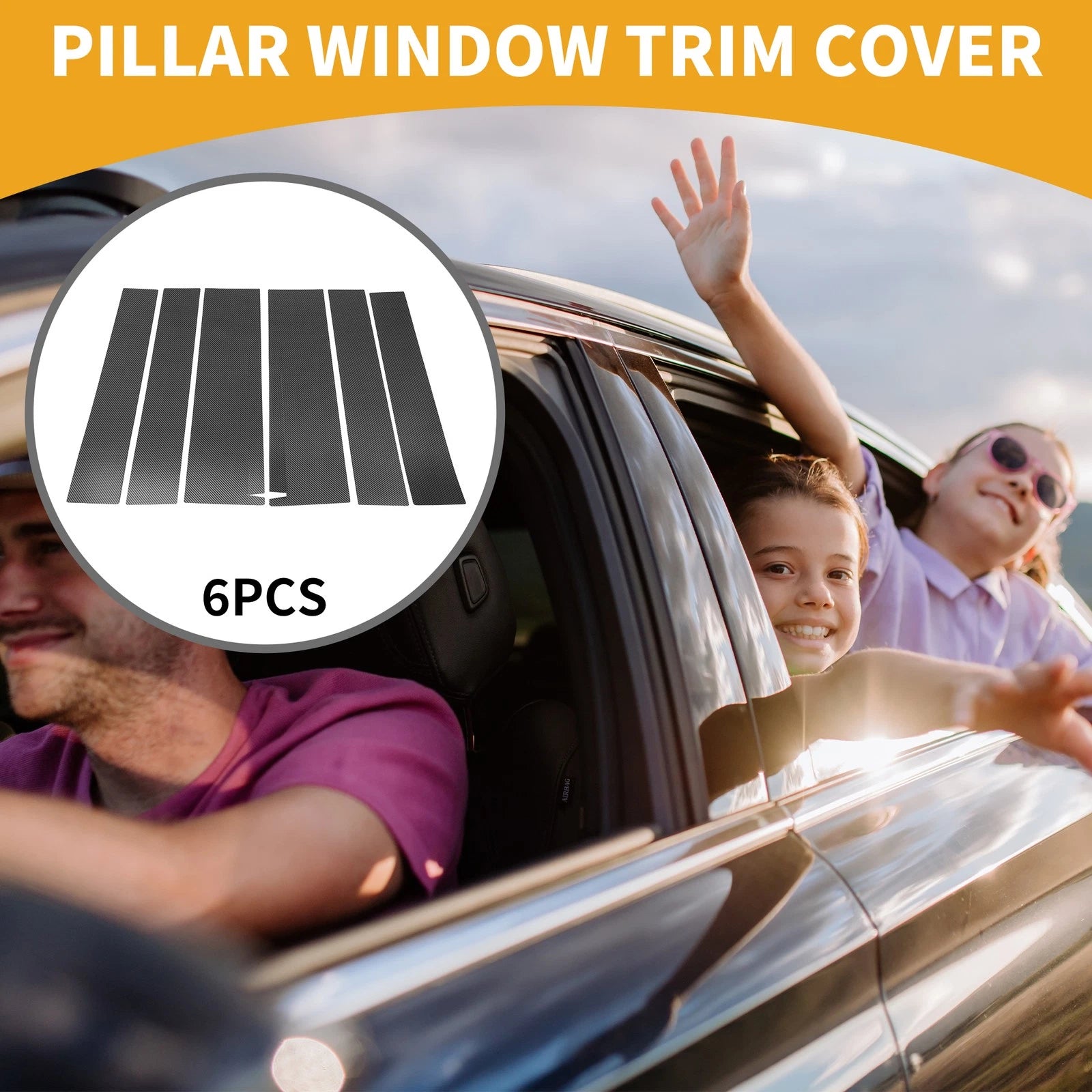 6 Pcs Door Pillar Window Trim for Honda STEPWGN (2022–2024) Carbon Fiber Black