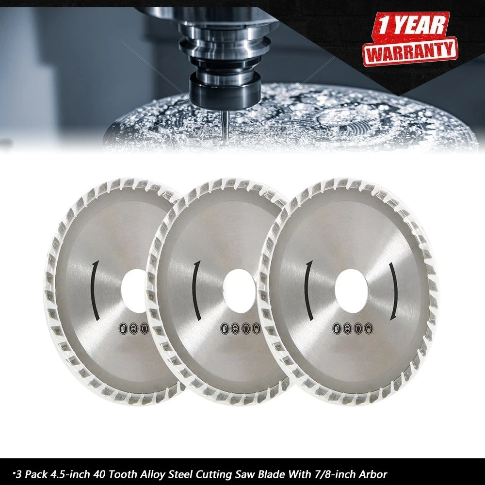 3 Pack 4.5-Inch Alloy Steel Cutting Saw Blades for Universal Use