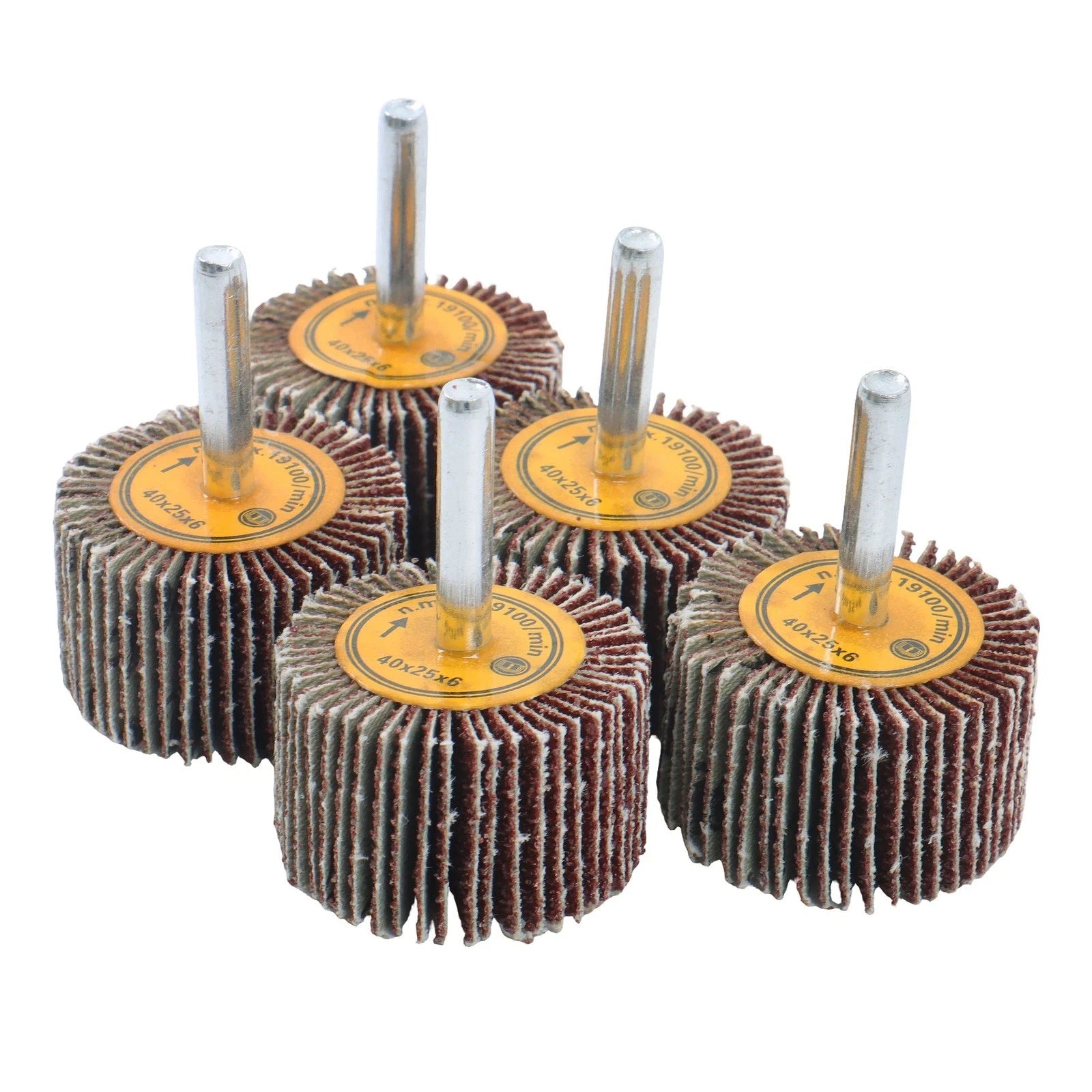Set of 5 Flap Wheels for Various Applications (1-1/2" x 1" x 1/4")