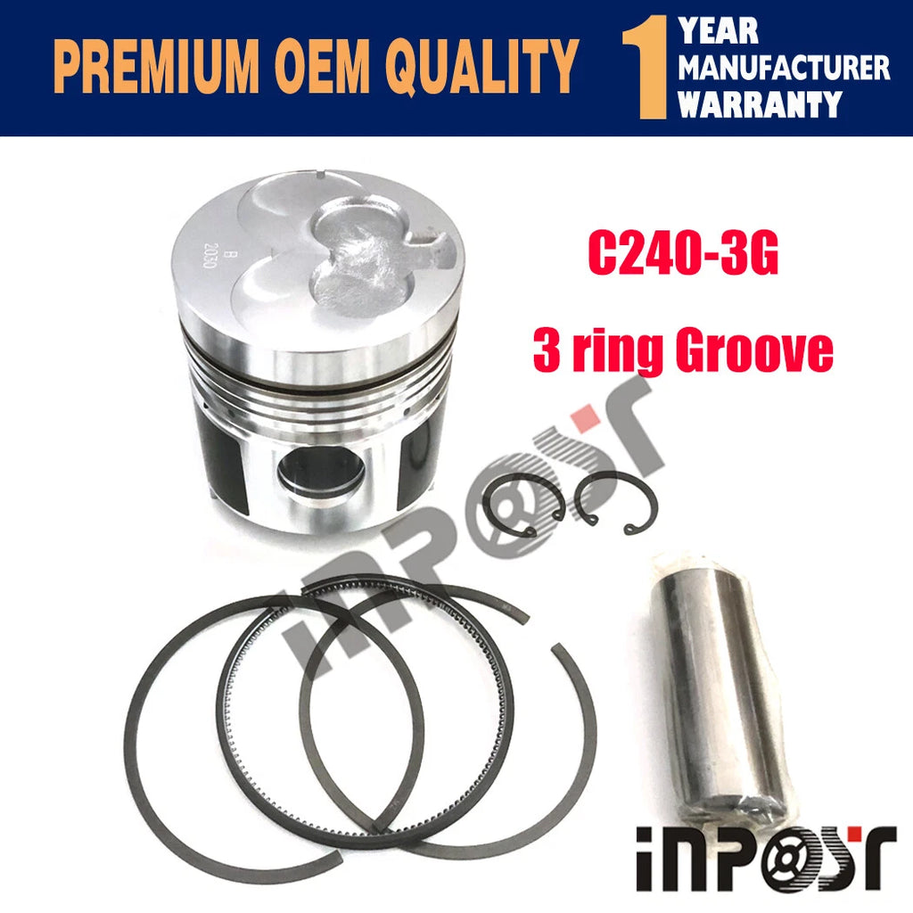 Set of 4 STD Pistons (Pin & Clip) with Rings for Isuzu C240