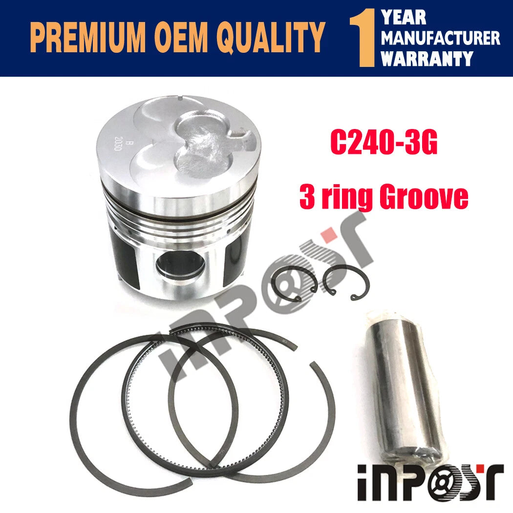Set of 4 STD Pistons (Pin & Clip) with Rings for Isuzu C240