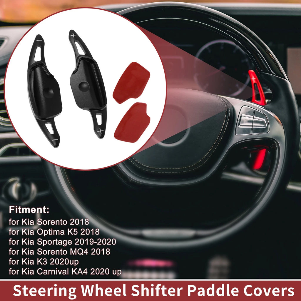 Set of 2 Black Aluminum Alloy Steering Wheel Paddles for Kia Sorento (2018)