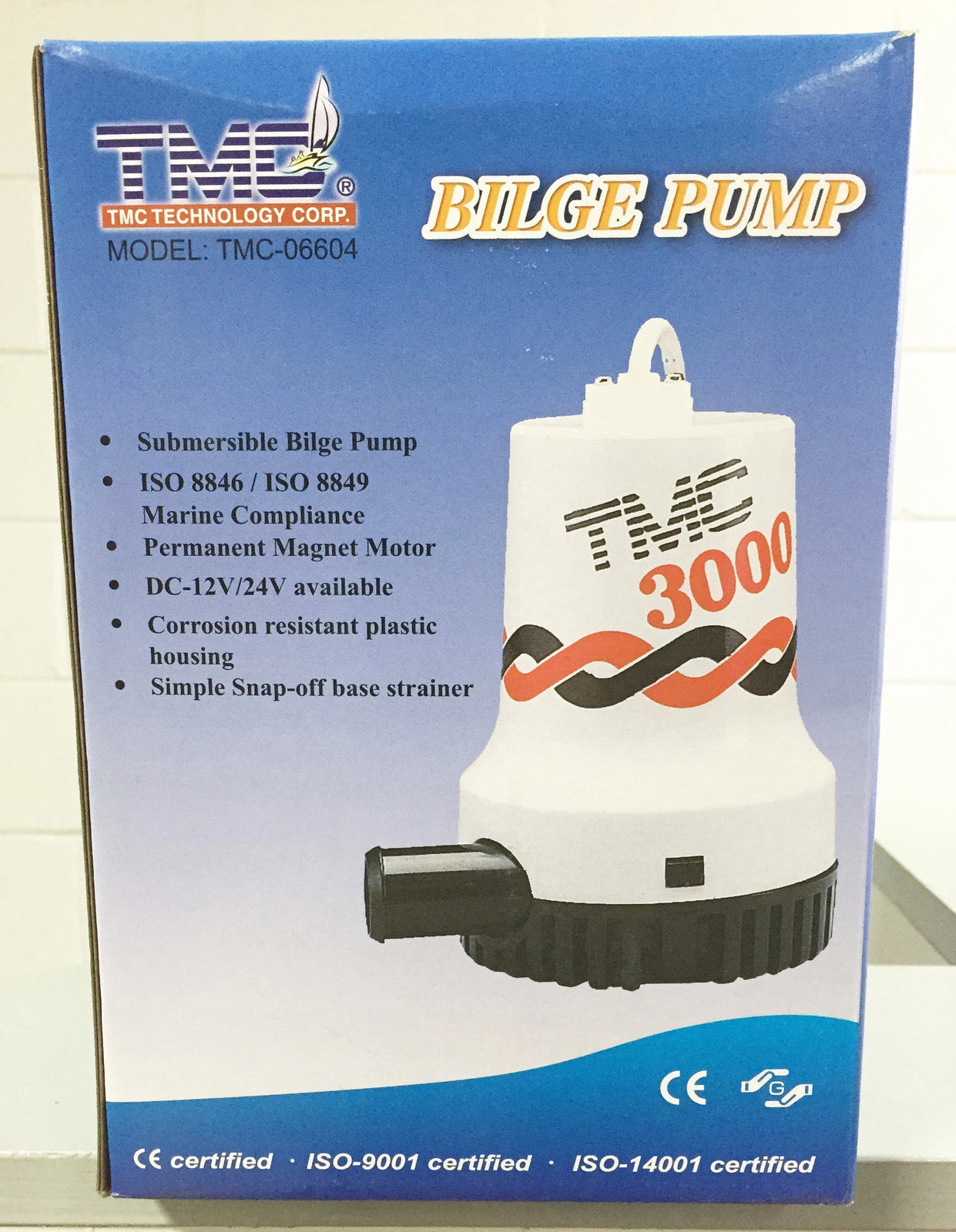 TMC Bilge Pump 3000 GPH for Marine Boating (24V, BLA 131618)