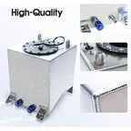 2.5 Gallon Polished Aluminum Racing Drift Fuel Cell Gas Tank + Level Sender