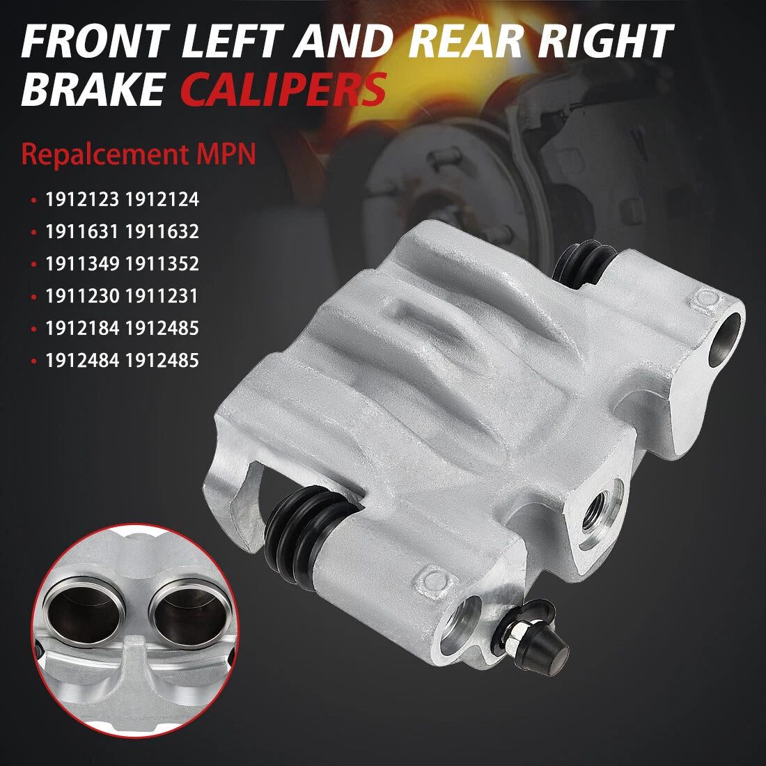 Front Brake Caliper W/Pads for Polaris Ranger Crew 570 4X4 (2014–2021) 1912123