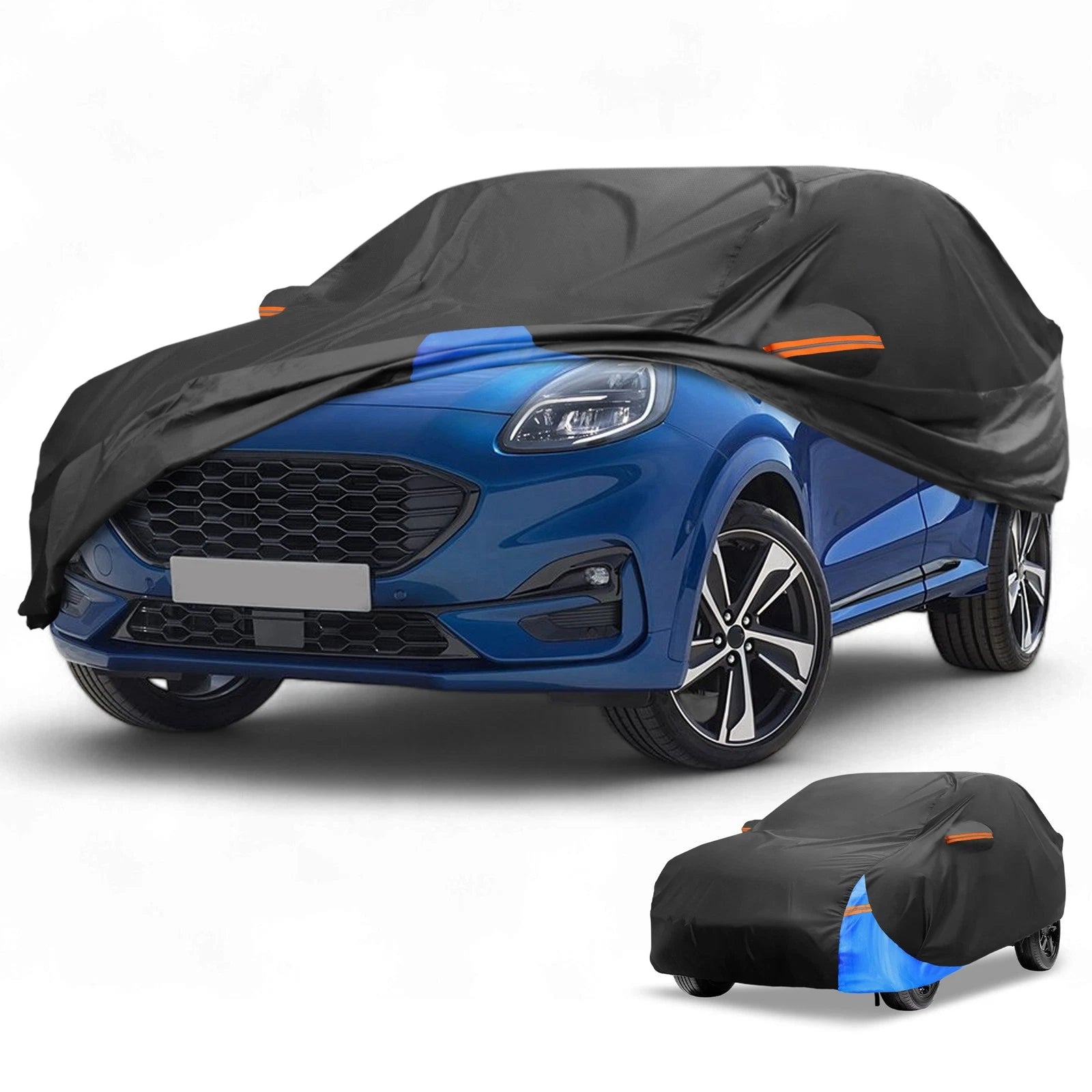 Car Cover Waterproof for Ford Puma (2019–2023) Black Blue 210D-PU