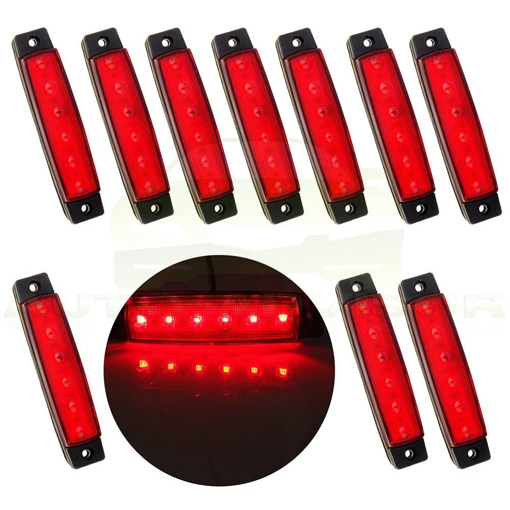5 Pair LED Red Side Marker Lights for Van Truck Trailer