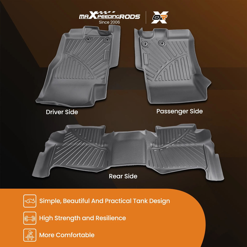 Set of 3 Floor Mats Liners for Nissan Frontier Crew Cab (2022–2024) TPE Rubber