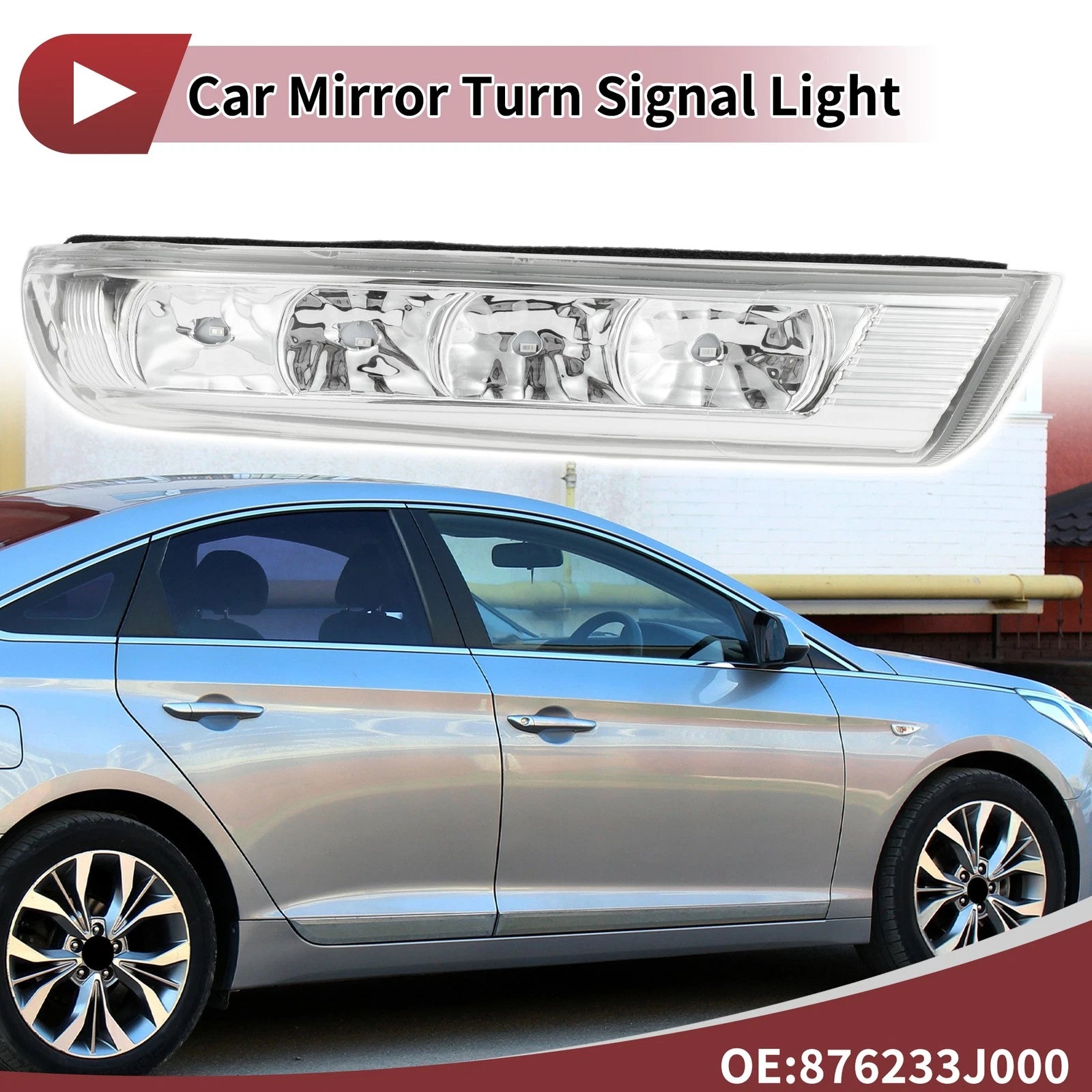 Mirror Turn Signal Light for Hyundai Santa Fe (2013–2018) No. 876233J000 Right Gray Clear