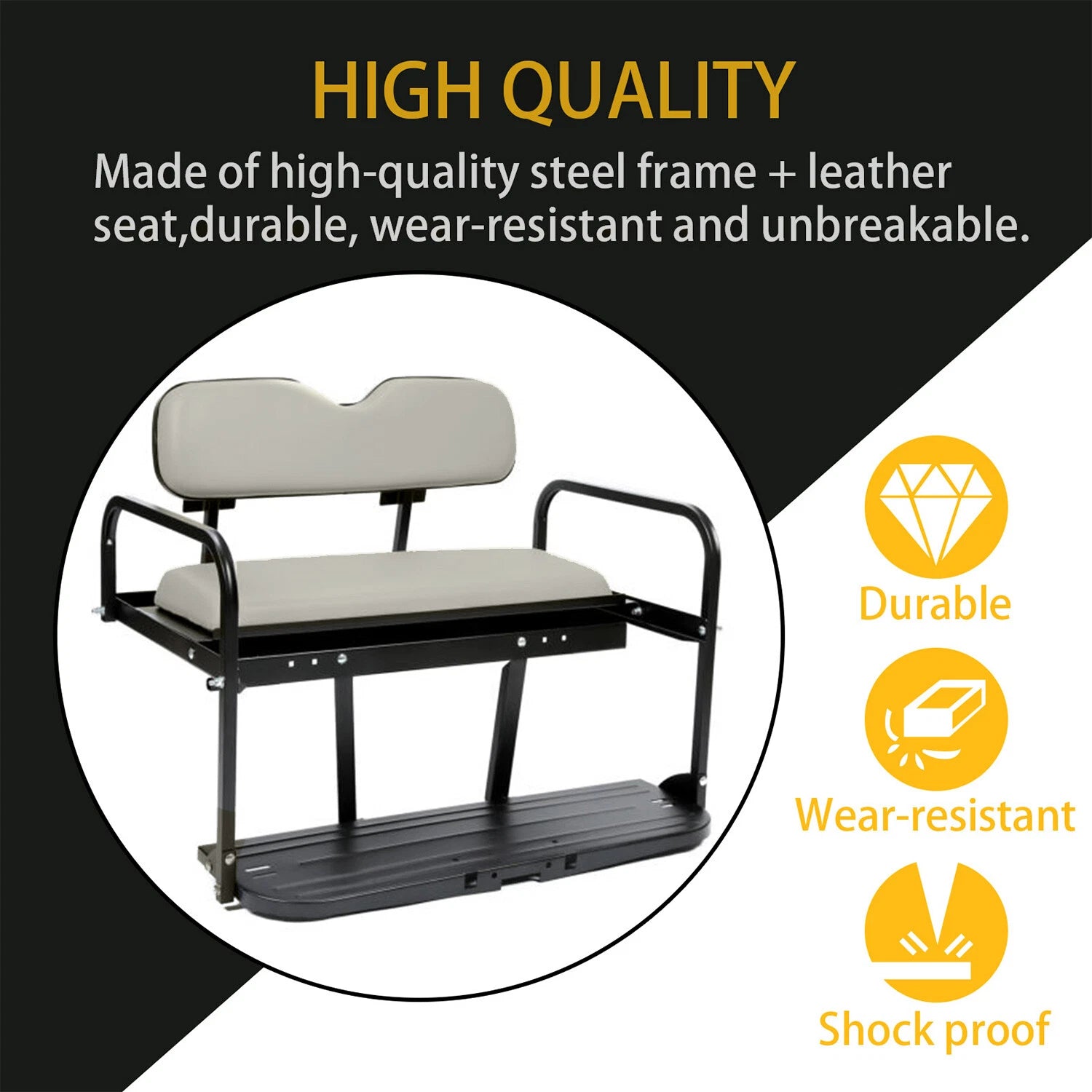 Folding Steel Frame Flip Rear Back Seat for EZGO Marathon (Pre-1994)