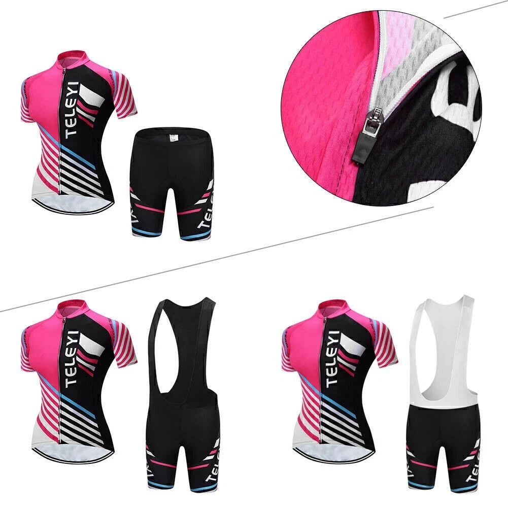 Women's Short Sleeve Jersey and Shorts Kit for Road Bike (Team Outfit)