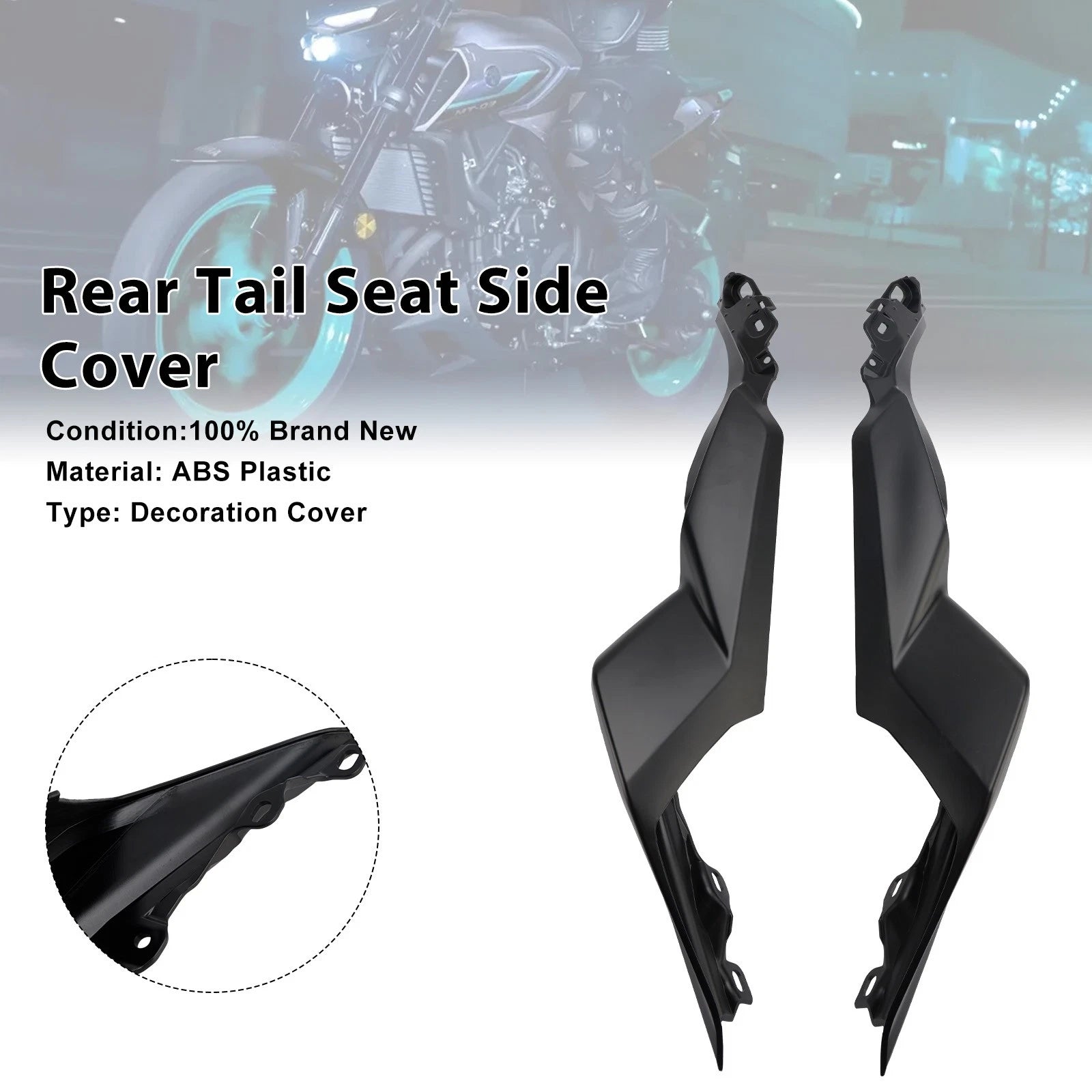 Rear Tail Seat Side Cover Fairing for Yamaha YZF-R3 MT-03 (2015–2026) Matte Black