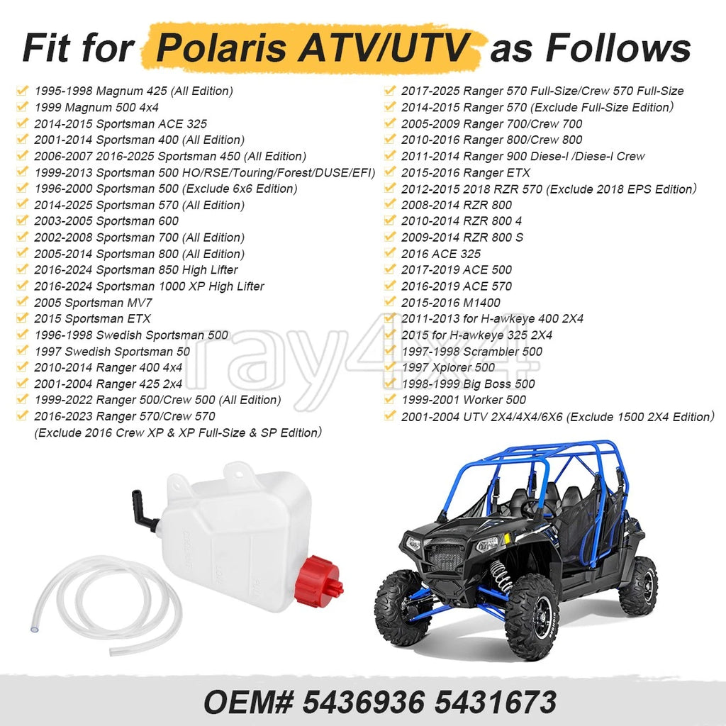 Overflow Surge Tank for Polaris Sportsman 400 450 500 570 800 (2000–2023) #5436936 #5431673