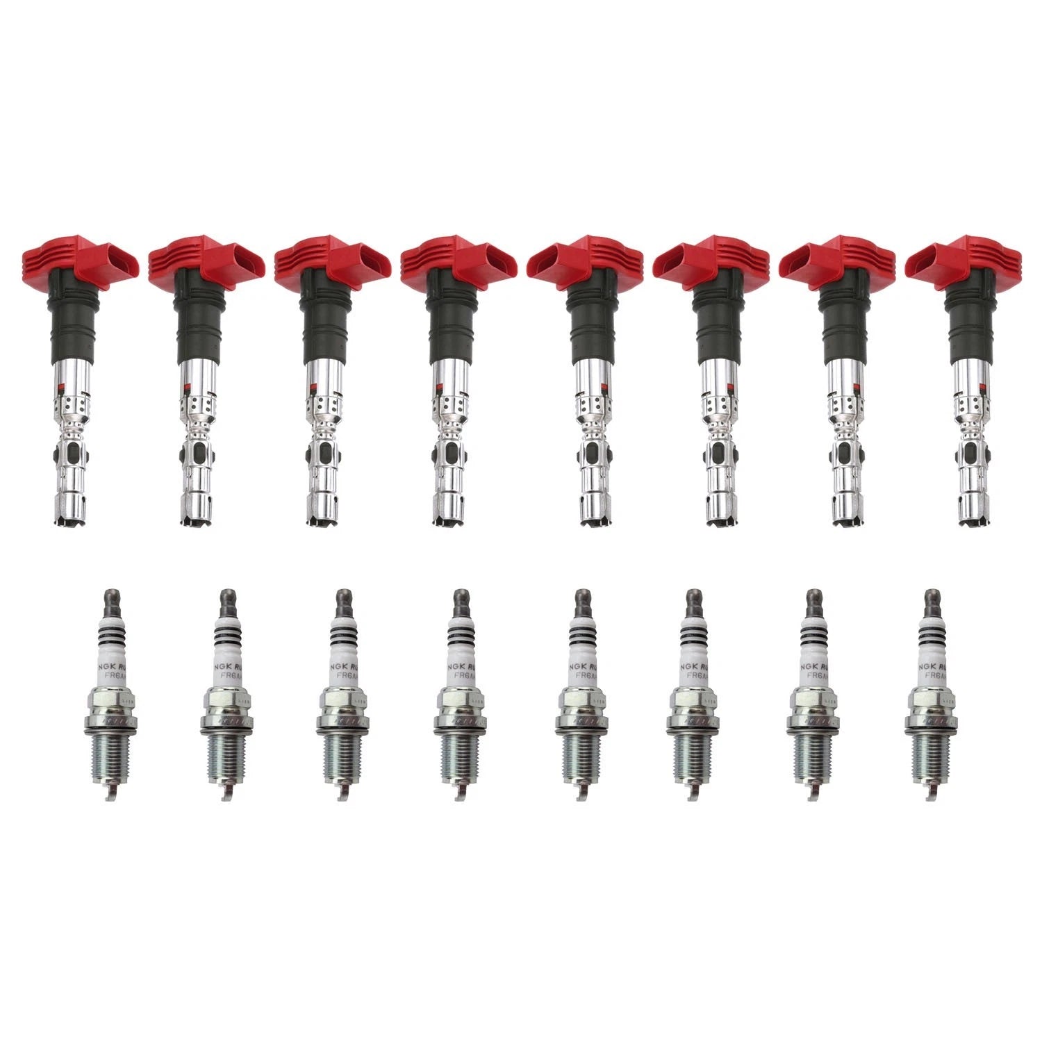 Set of 8 Ignition Coils & NGK Ruthenium HX Spark Plugs for Audi Volkswagen (4.2L)