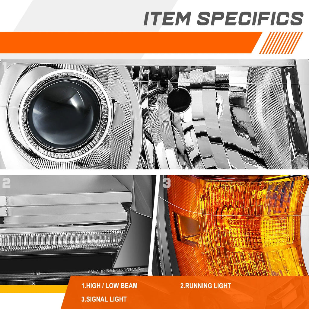 Right Side Chrome Amber LED DRL Projector Headlight for GMC Canyon (2015–2022)