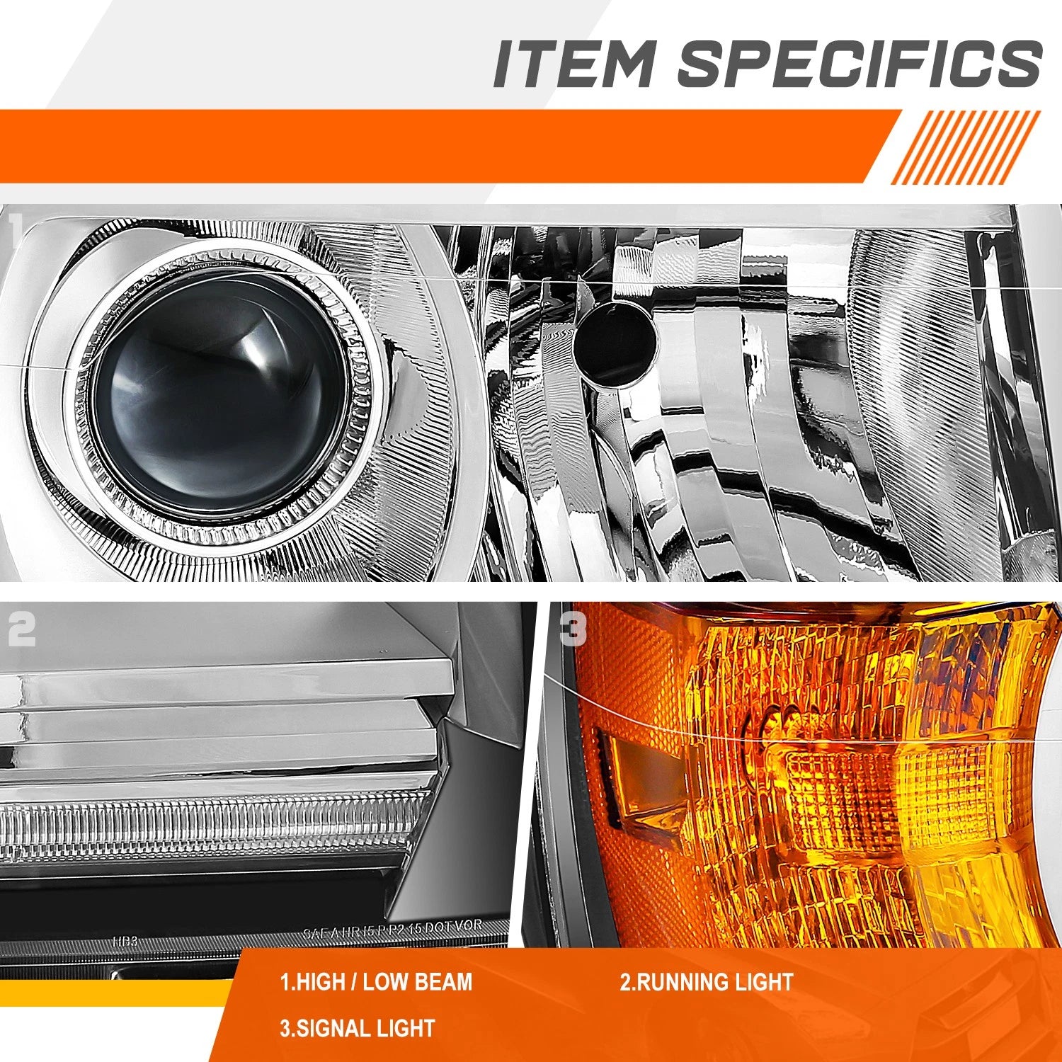 Right Side Chrome Amber LED DRL Projector Headlight for GMC Canyon (2015–2022)