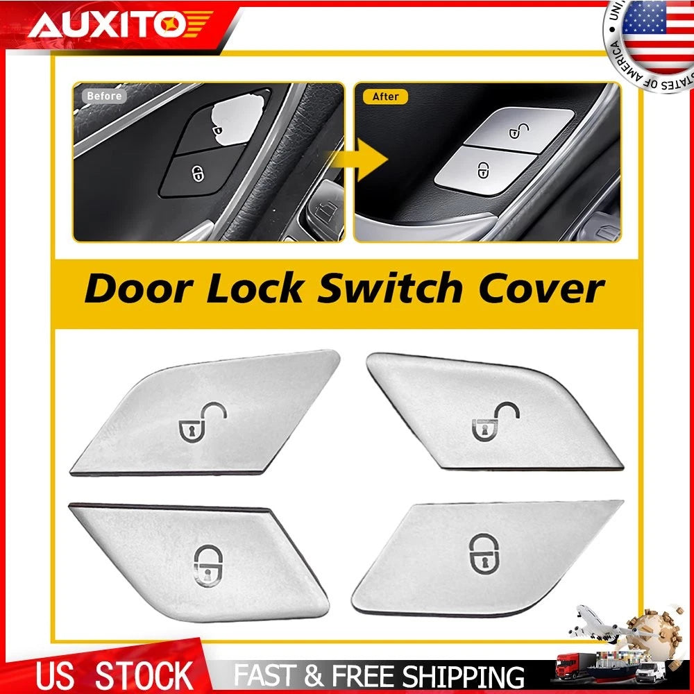Button Sticker Door Lock Switch Cover for Mercedes Benz W205 W213 X253 (2016–2021)