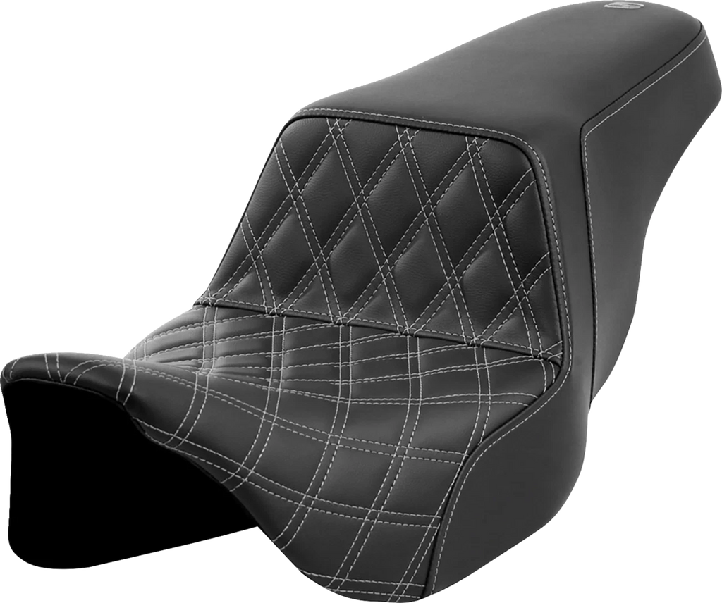 SADDLEMEN Step-Up Seat for FLH/FLT (2014–2023) - Dark Gray Stitch