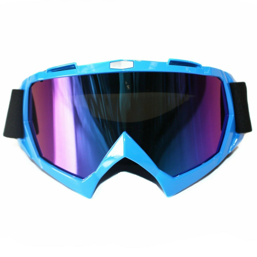 Tinted Blue Motocross Goggles for Motorbike MX (Anti-Fog, UV Protection)