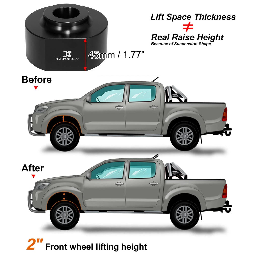 2 Inch Front Leveling Lift Kit for Ford F150, Excursion, F-250, F-350 (1999–2023)