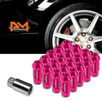 20Pc M12X1.5 Pink JDM Open End Cone Seat Wheel Lug Nuts + 25mm Extension