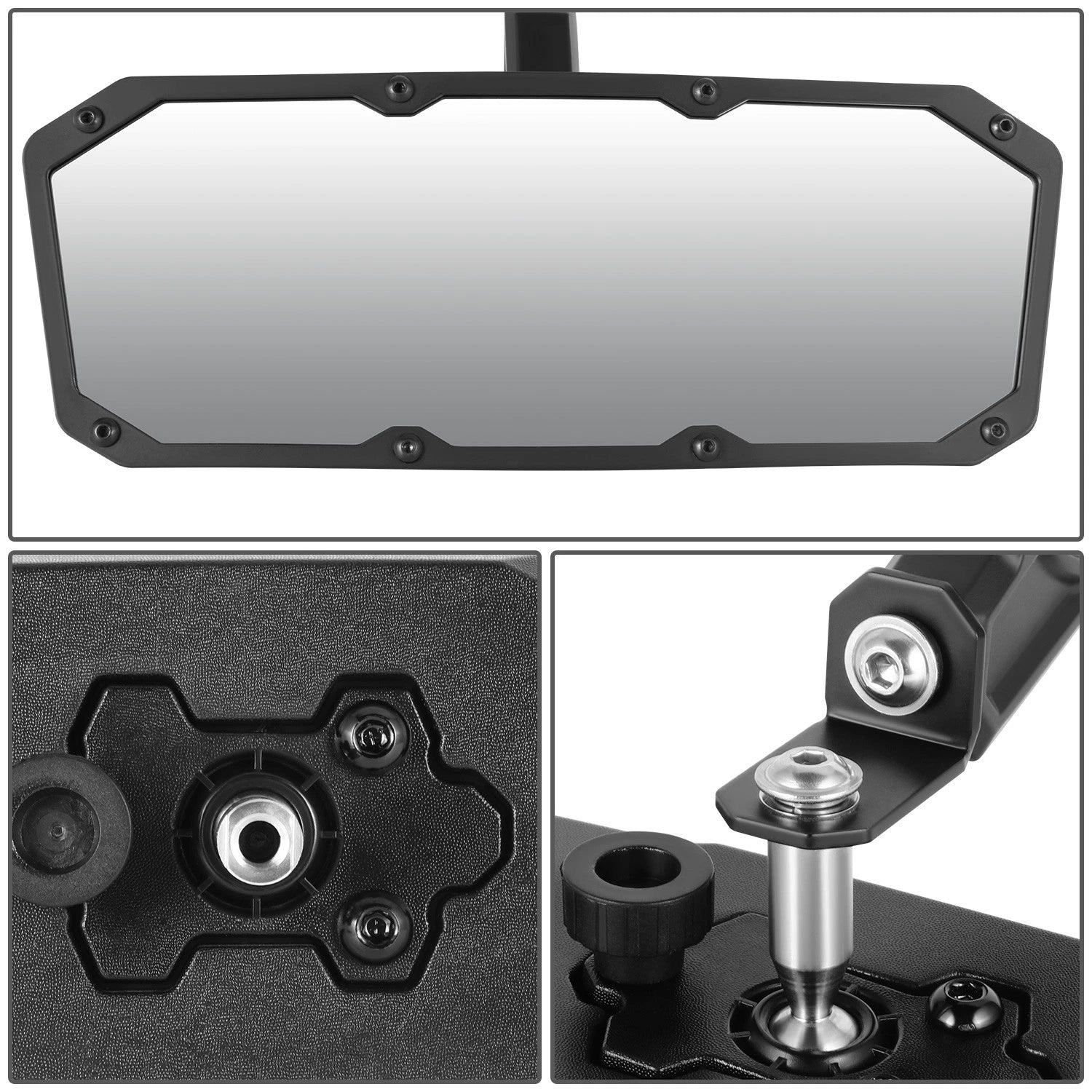 Universal UTV Rearview Mirror for Roll Cage Bar Mount (White)