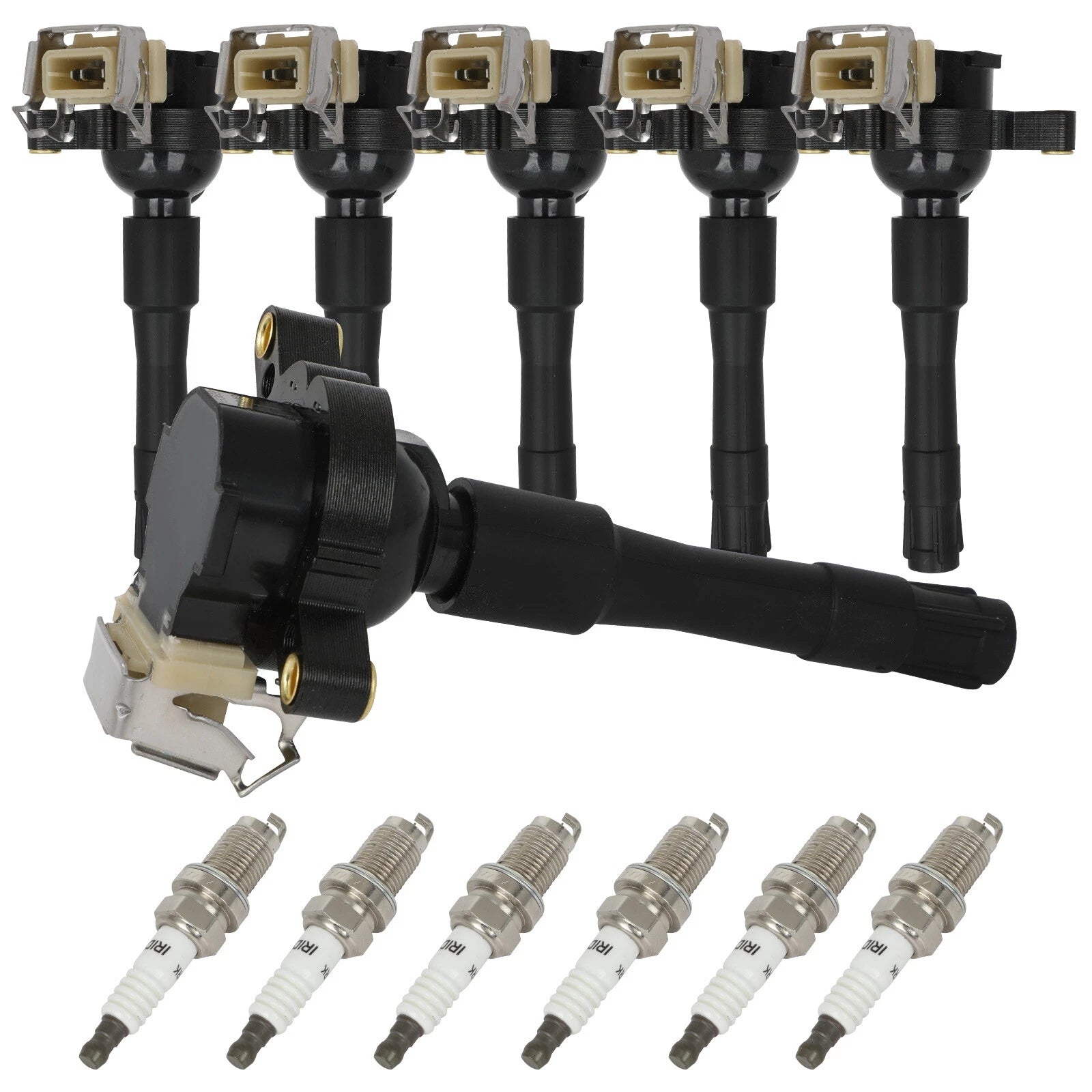 Set of 6 Ignition Coils and Spark Plugs for BMW 325Ci 325i 2.5L L6 (2001–2002)