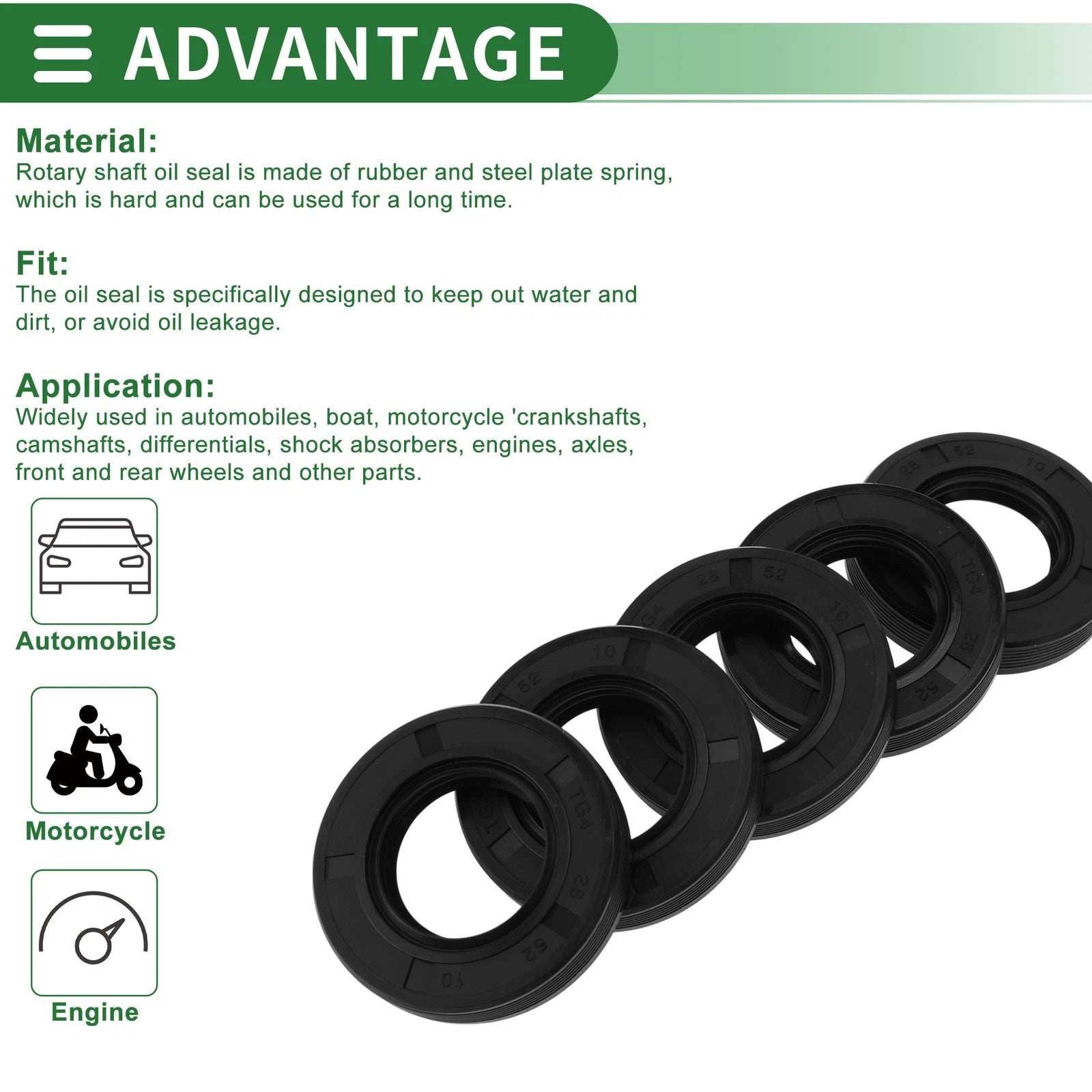 Oil Seal for Rotary Shaft (28x52x10mm)