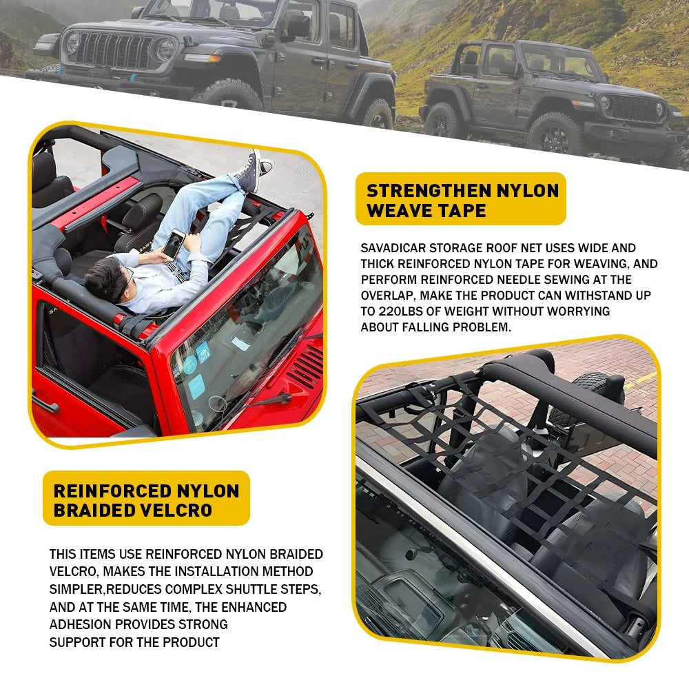 Cargo Net for Jeep Wrangler YJ TJ JK JL JT (1987–2023)