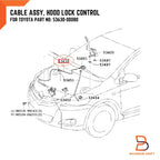 Hood Release Cable for Toyota Yaris Sedan (2007-2013) 184cm