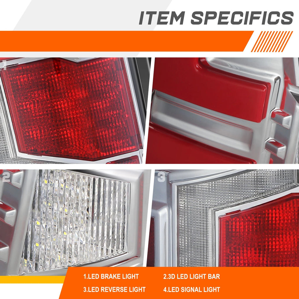 Full LED Light Bar Tail Lights for Ram 1500 (2019–2024) Chrome Housing