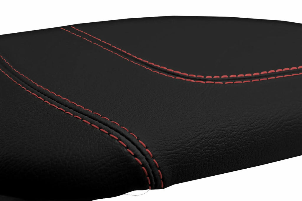 Leather Console Lid Armrest Cover for Ford F150 Lariat (1997–2003) Red Stitch