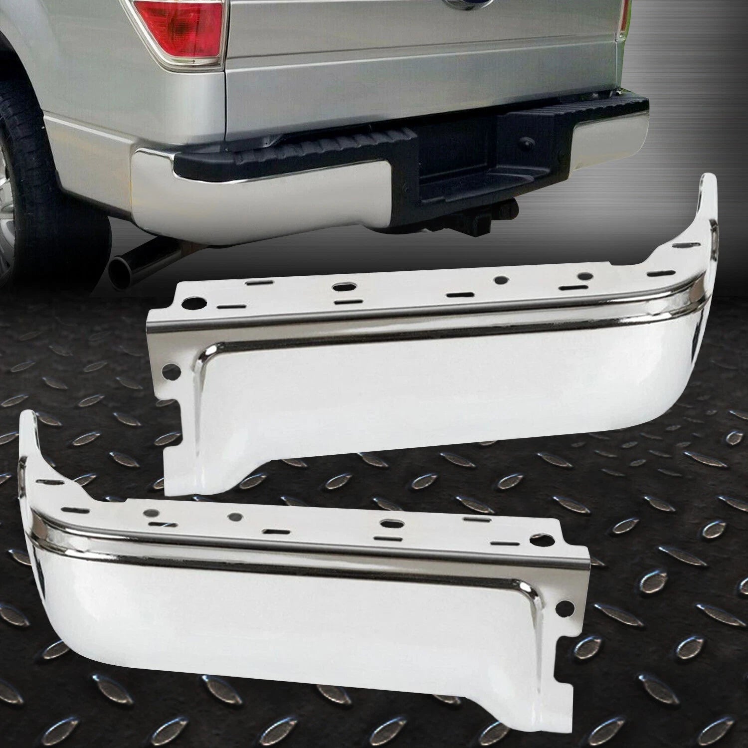 Set of 2 Chrome Rear Bumper End Caps for Ford F150 (2009–2014)