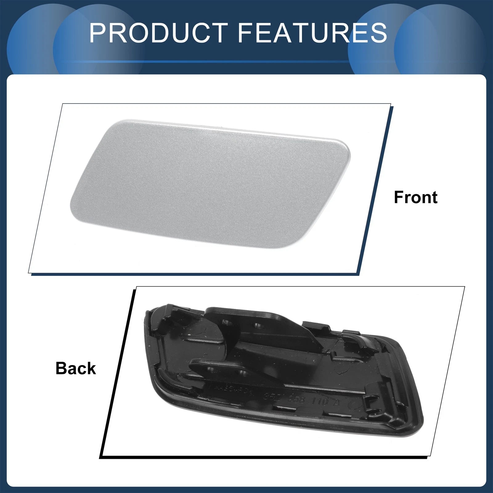 Front Right Washer Nozzle Cover Cap for Volkswagen Passat CC (2008–2012) Silver Tone