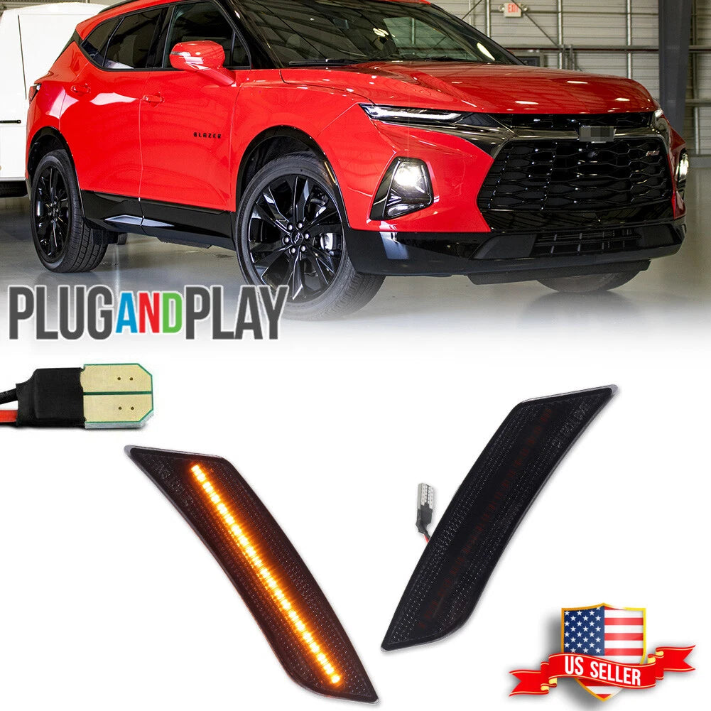 2X Smoked Amber LED Front Side Marker Light for Cadillac ATS (2013–2014) & XT5 (2017–2023)