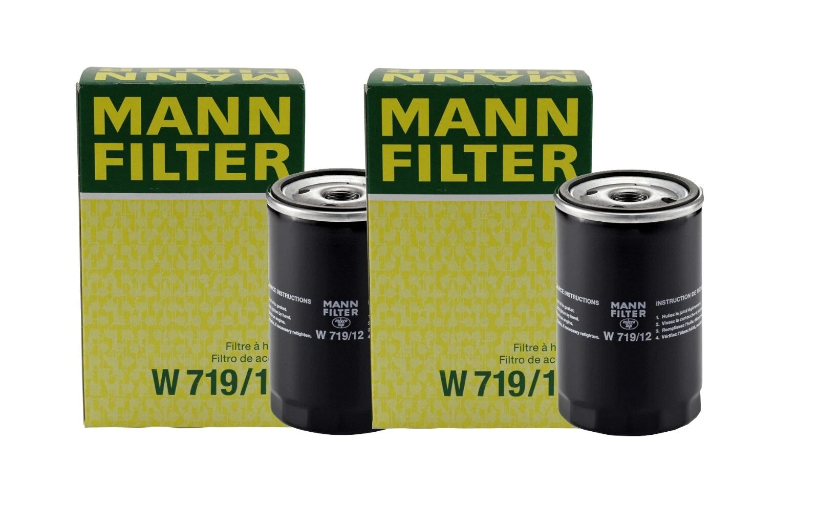 Set of 2 Engine Oil Filters W 719/12 for Audi Chrysler Dodge Ford Jaguar VW