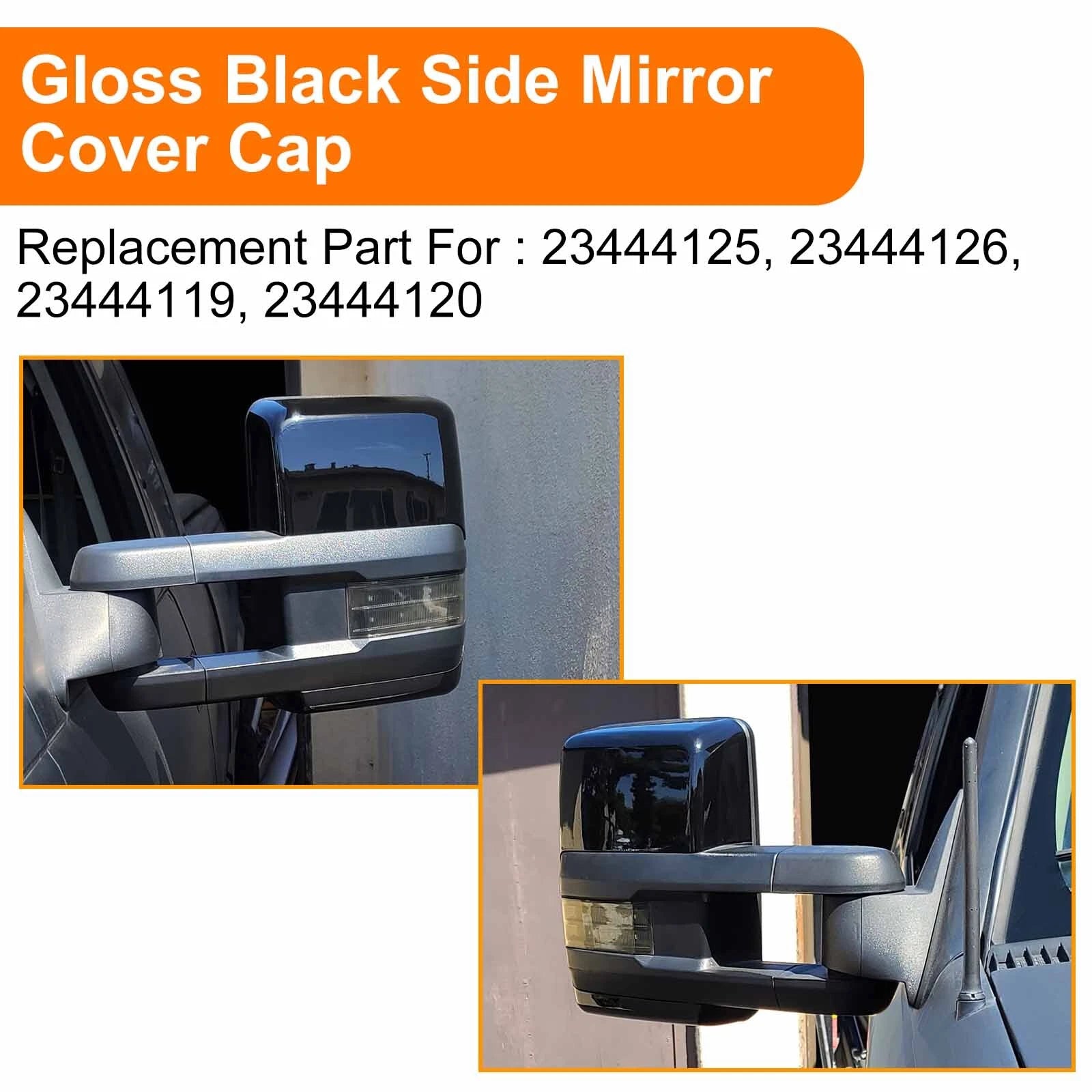 Set of 4 Tow Mirror Cap Covers for Chevy Silverado GMC Sierra (2014–2019) Glossy Black