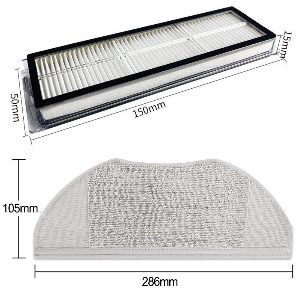 Robot Vacuum Kit Replacement Parts - Microfiber Mop Cloth & Brushes