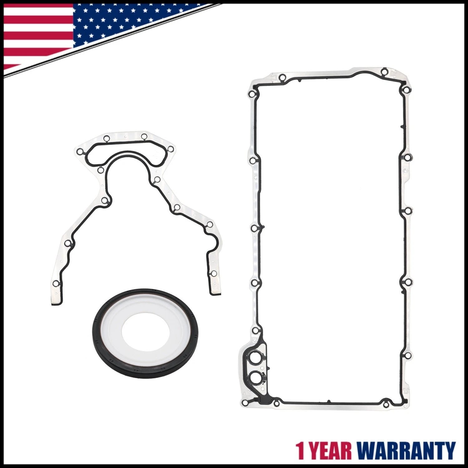 Engine Rear Main Seal & Oil Pan Gasket Kit for Chevy GMC 4.8 5.3 6.0 6.2L V8 (2000–2023)