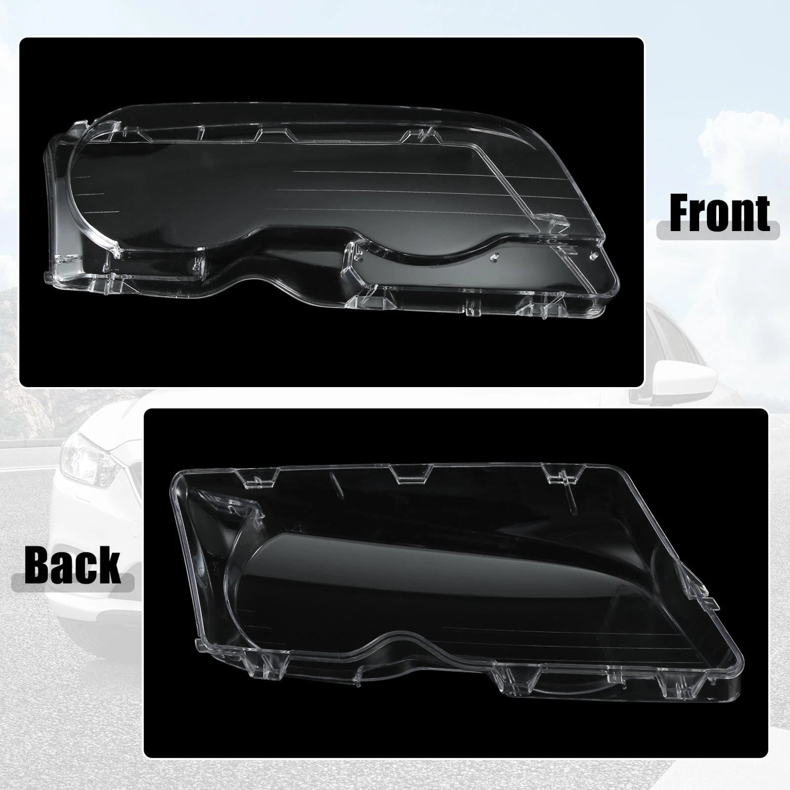 1 Pair Headlight Lens Cover for BMW E46 (1998–2002) 63126904297
