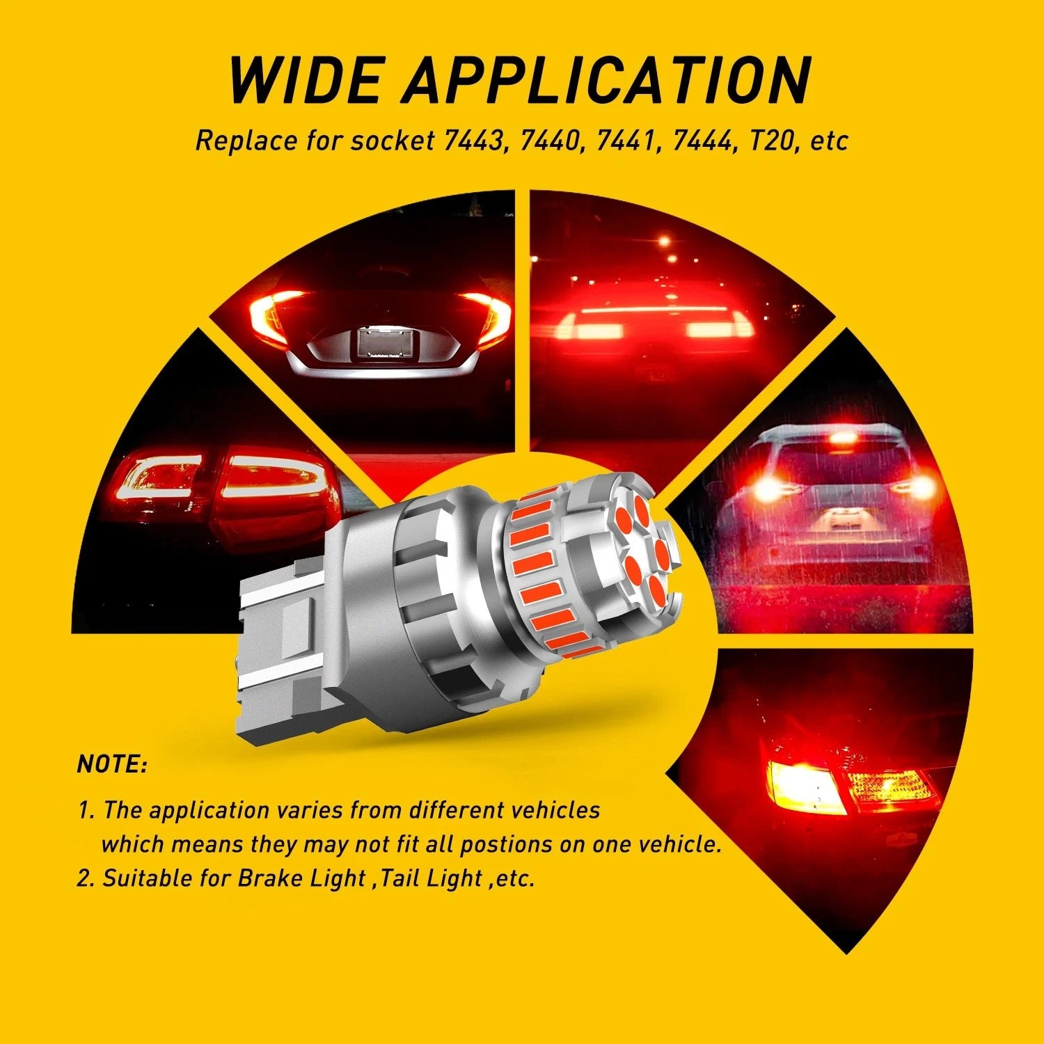 2X LED Red Strobe Lamp for Honda Accord Civic