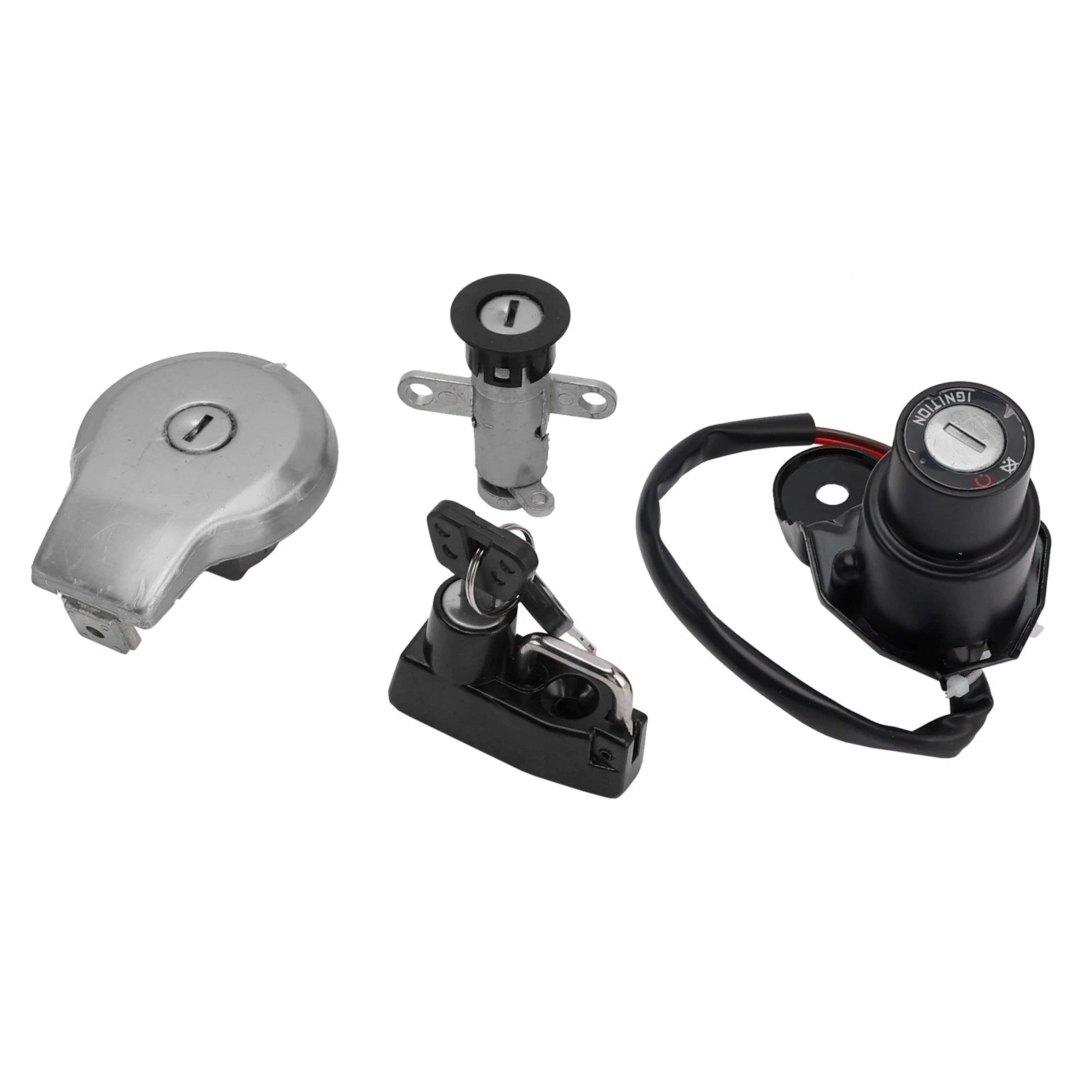 Set of 4 Ignition Key Switch Fuel Cap Helmet Seat Locks for Yamaha XV400 Virago (1991–1994)