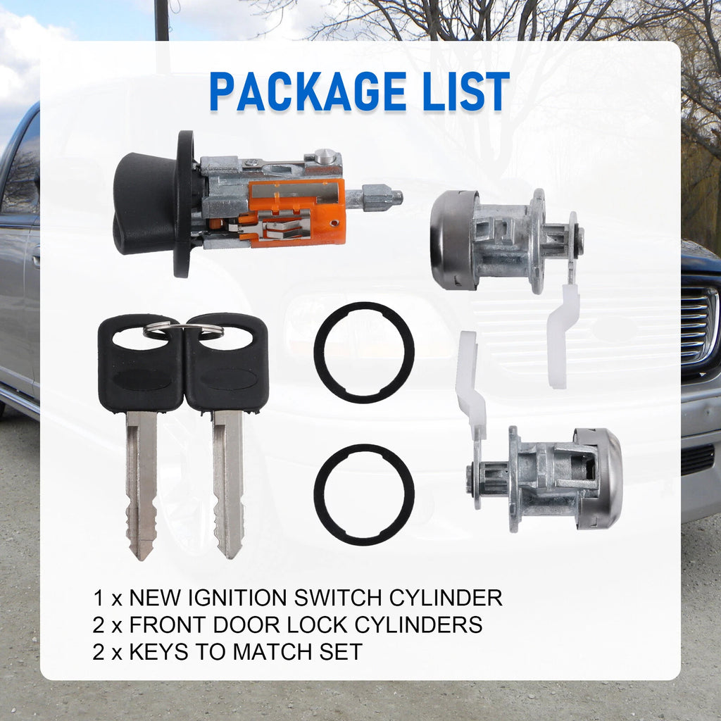 Ignition Switch Lock Cylinder for Ford (With 2 Door Lock Cylinders, 2 Keys)