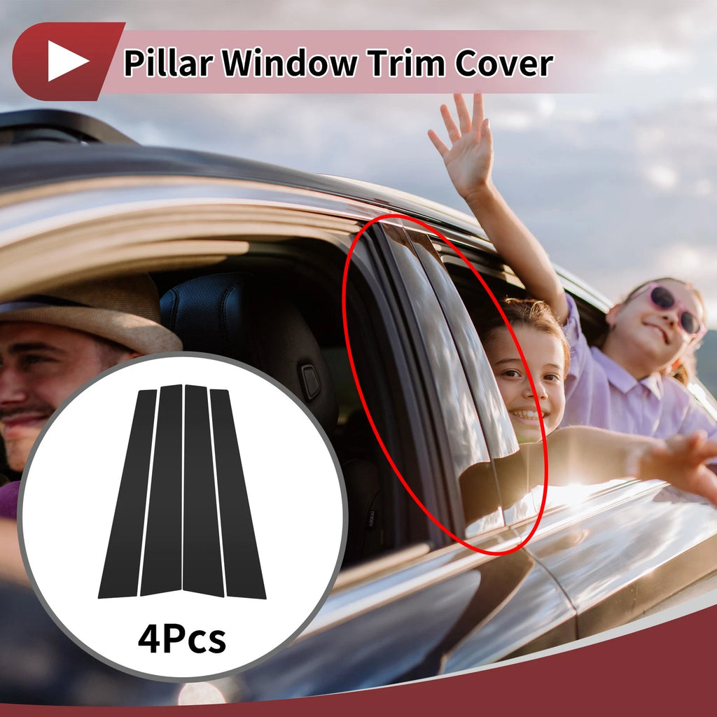 Set of 4 Door Pillar Window Trim for KIA Carens (2007–2012) Black