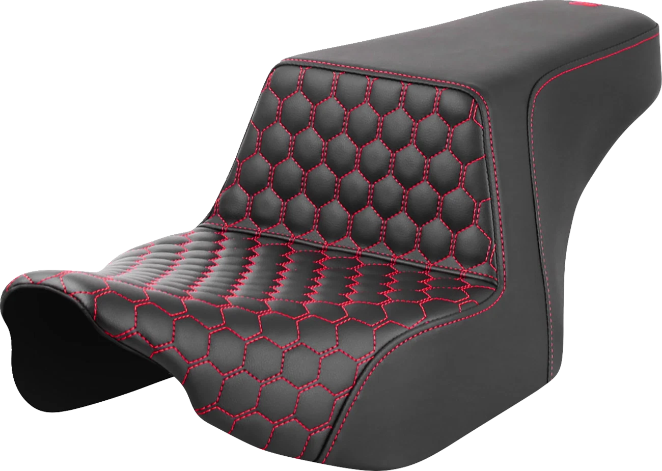 SADDLEMEN Step-Up Seat for FL (2023–2024) - Front Honeycomb, Red Stitching